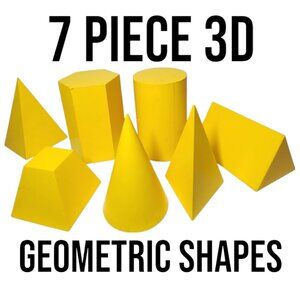 7 Piece Shapes Set 3D Geometric Plastic Forms Solids Drawing Forms Math Manipula